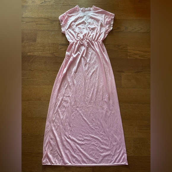 Vintage 90s Pink Lace Maxi Slip Dress Rikki Medium Fairy Cottagecore Coquette - Picture 3 of 9